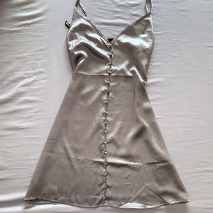 Silver Satin Slip Dress